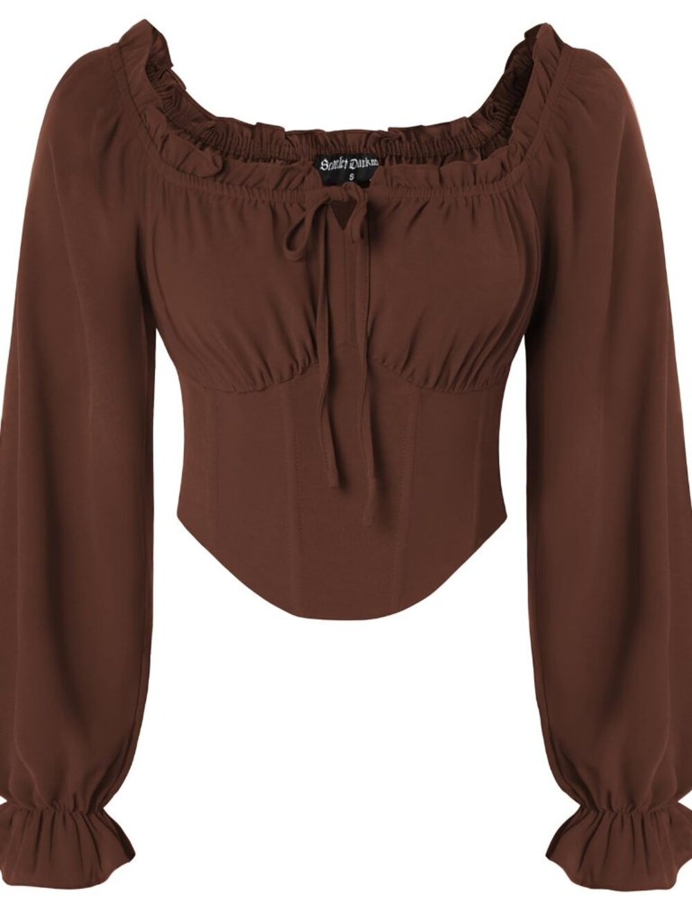 Vintage Corset Tops for Women Renaissance Blouse Off Shoulder Long Sleeve Top S
